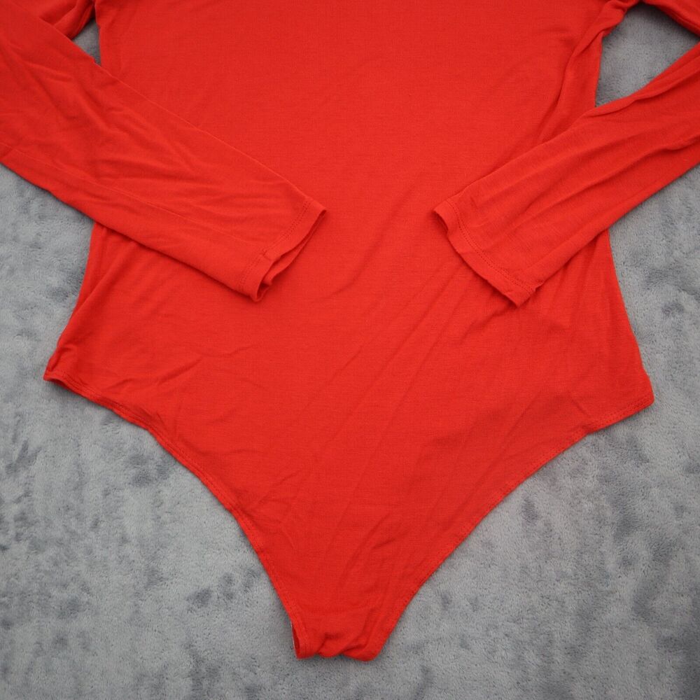 Best Cody Shirt Womens M Red Long Sleeve Turtleneck Knit Stretch Bodysuit - Picture 16 of 16